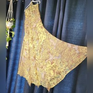 NWOT Free People Slip Dress Printed Sheer Ruffled Maxi Halter Beach Cover Up SM